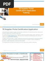 TE Supplier Portal - Certification Upload Stand Alone Application Training - MAR2020