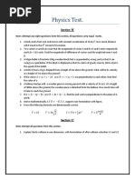 Physics Test Xi