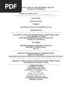 Application Supervisory For Supervisory Writs Denial of Motion To Recuse Judge Timothy E. Kelley in The Matter of Lewis v. LSU Et Al #708092