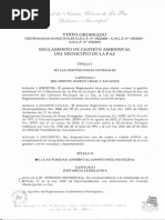 Reglamento de Gestión Ambiental Del Municipio de La Paz