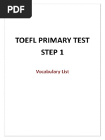 Toefl Primary Test Step 1: Vocabulary List