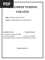 Sumandeep Nursing College: Sub: Nursing Education Topic: Assignment On Discipline