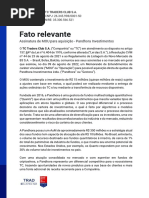 Fato Relevante: Assinatura de MOU para Aquisição - Pandhora Investimentos