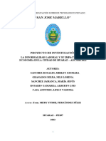 La Informalidad Laboral y Su Impacto en La Economia en La Ciudad de Huaraz 2022