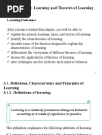 Chapter Three: Learning and Theories of Learning