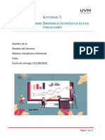 Ctividad Jercicios Sobre Nferencia Estadística de Dos Poblaciones