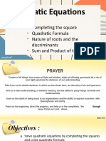 Q1 W3 Quadratic Equation by Completing The Square Using Quadratic Formula Nature of Roots Sum and Product of Roots