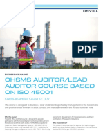 Ohsms Auditor/Lead Auditor Course Based ON ISO 45001: CQI IRCA Certified Course ID: 1877