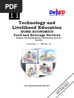 Technology and Livelihood Education: Home Economics Food and Beverage Services