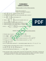 Worksheet Chapter-3: Matrices: Section A - Question Number 1 To 10 Are VSA Type Questions