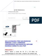 Solucionario Pre San Marcos Semana 2 2022 I Admisión Universidad San Marcos Cepusm Ingreso Directo 2023 PDF