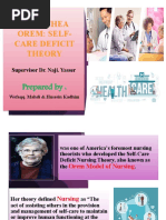 Self - Care Deficit Theory (Orem Theory)