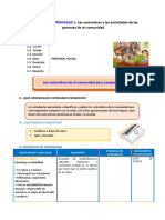 DIA 1 SESION DE APRENDIZAJE Las Costumbres de Mi Comunidad para Compartir.