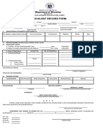 Equivalent Record Form: Department of Education