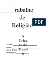 TRABALHO DE RELIGIÃO - A Criação Do Mundo