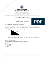 Learning Activity Sheet (LAS) No. Q1-2 Evaluating Functions I. Background Information For Learners