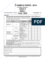 Fiitjee: Sample Paper - 2016 Class 5