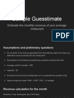 Sample Guesstimate: Estimate The Monthly Revenue of Your Average Restaurant