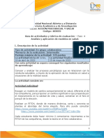 ACCIÓN PSICOSOCIAL Y SALUD Tividades y Rúbrica de Evaluación - Unidad 3 - Paso 4 - Análisis y Aplicación de Modelos en Salud