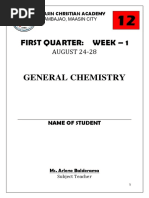 First Quarter: Week - 1: General Chemistry