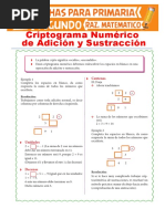 Criptograma de Adición y Sustracción para Segundo de Primaria