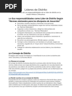 Lideres de Distrito - Un Documento de Las Responsabilidades de Un Lided de Distrito en La Mision Mexico Chihuahau