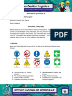 Actividad de Aprendizaje 16 Evidencia 4: Taller: "Safety Signs"