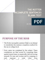 The Rotter Incomplete Sentences Blank Test: Presented by DR - Syeda Razia Bukhari