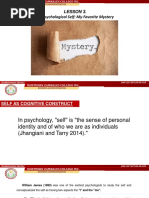 Understanding The Self LESSON 3 The Psychological Self My Favorite Mystery