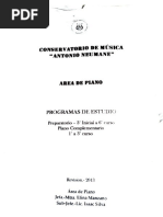 Programa Del Area de Piano Del Conservatorio Nacional de Música Antonio Neumane