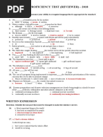 English Proficiency Test (Reviewer) - 2018: Part I. Structure