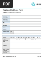 Treatment Evidence Form: iUBT431 - Facial Electrical Treatments