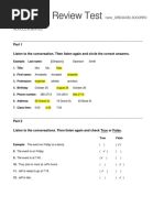 Top Notch Fundamentals Units 1-7 Assessment 