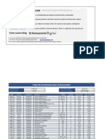 Hoja de Inventario para Restaurantes