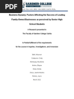 Business Dynasty Factors Affecting The Success of Leading Family Owned Businesses As Perceived by SHS