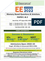 JEE Advanced 2022 Solution Mathematics (Memory Based)