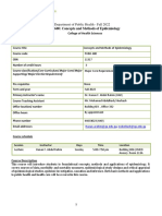 PUBH 600: Concepts and Methods of Epidemiology: Department of Public Health - Fall 2022