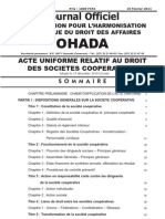 OHADA Droit Societes Cooperatives