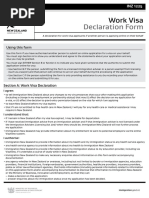 INZ 1225 - Work Visa Declaration Form