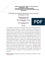 Artigo As Tecnologias Da Informação e Comunicação No Processo de Ensino-Aprendizagem Na Escola