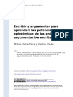 Molina, María Elena y Carlino, Paula (2013) - Escribir y Argumentar para Aprender Las Potencialidades Epistémicas de Las Prácticas de (... )