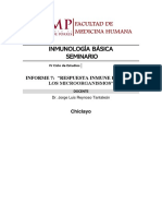 Inmunología Básica Seminario: Informe 7: "Respuesta Inmune Frente A Los Microorganismos"