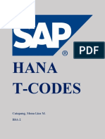 Sap Hana T-Codes