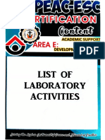 List of Laboratory Activities