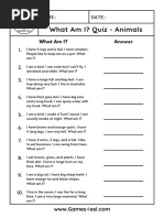 What Am I Quiz 1 Animals