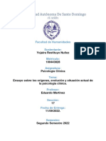 Ensayo Sobre Los Orígenes, Evolución y Situación Actual de La Psicología Clínica.