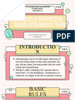 Techniques in Summarizing Variety of Academic Texts gRADE 12 EAP