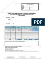 Solicitud de Modificacion Presupuestaria: Año Fiscal 2020