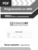 PROGRAMACIÓN EN JAVA, Módulo I - Introducción A La Programación - 2020-2