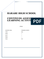 Harare High COMBINED SCIENCE CALA 1 (2022)